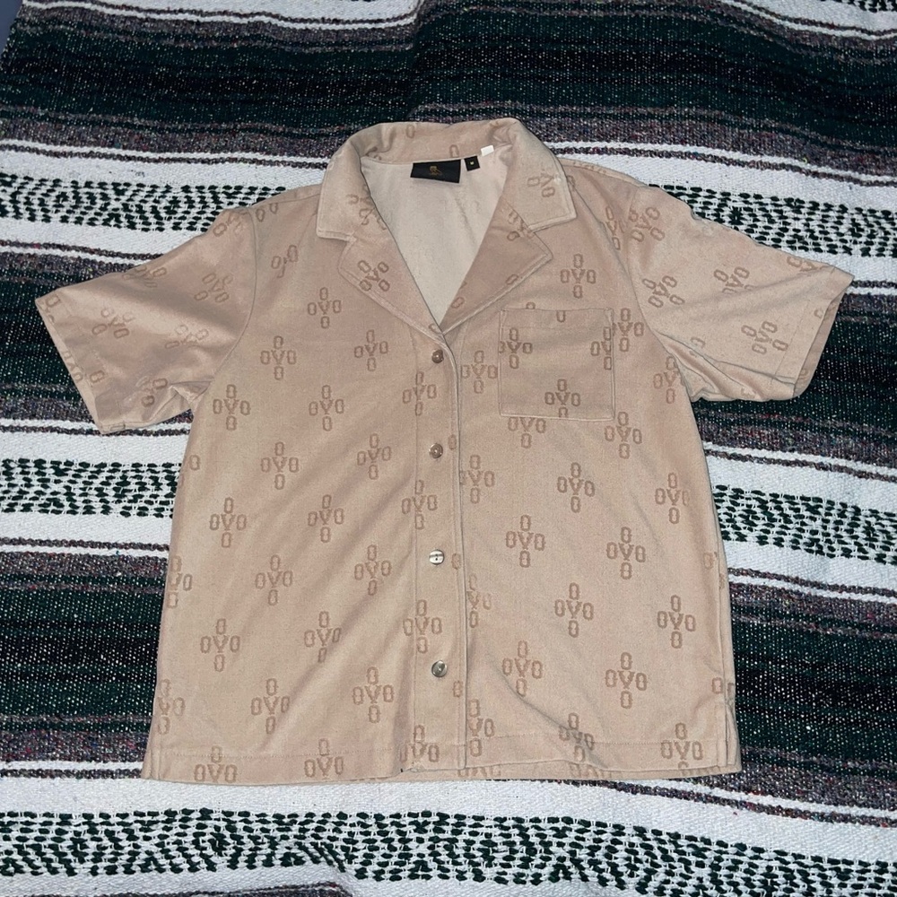 OVO Octobers Very Own womens Drake Owl Logo Print Short Sleeve Shirt Medium